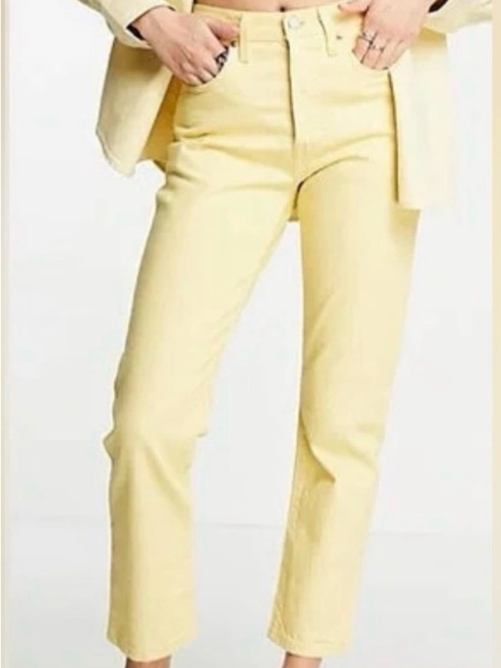 Levi’s Middy Straight Jeans Butter Yellow NWT 30x30 Straight Leg Trendy Bright